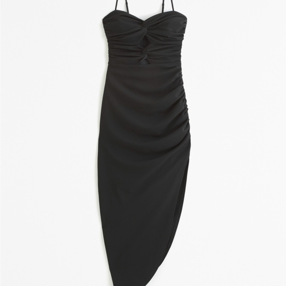 Abercrombie & Fitch Dresses & Skirts - Abercrombie & Fitch Ruched Front Cut Out Assymetrical Midi Dress NWT